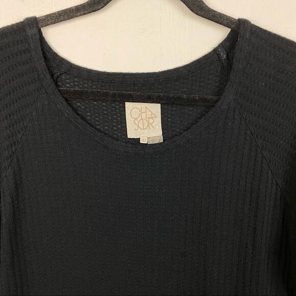Chaser Black Waffle Knit Pullover Top Size Extra Large - Picture 4 of 7